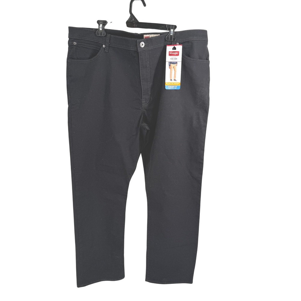 Wrangler Five Star Premium Pants Mens 42x30 Black Straight Flex Denim NWT